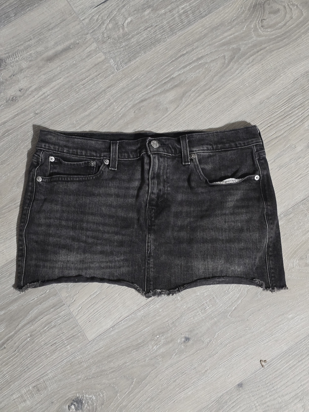 Levi's Black Washed Denim Mini Skirt
